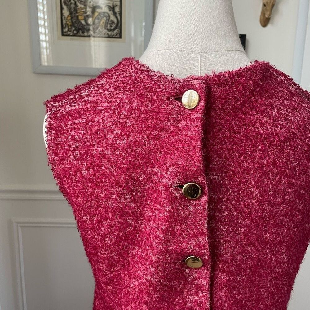 Vintage 60s 2 Piece Skirt Top Raspberry Pink ILGWU XS 4 - Picture 3 of 11